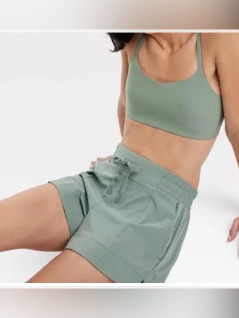 NWT Mid-Rise Sage Green Shorts Pockets and Drawstring Women’s Medium